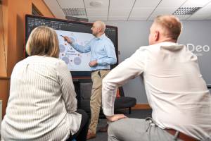 Team collaboration on interactive display screen