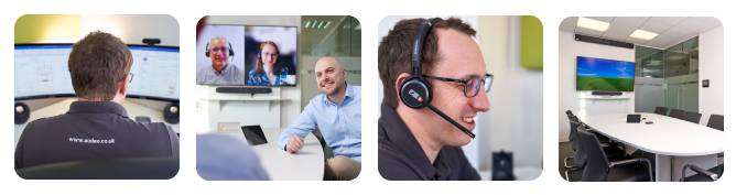 AuDeo team facilitating seamless video conferencing and AV support, showcasing advanced technology in modern meeting spaces to enhance productivity and collaboration.